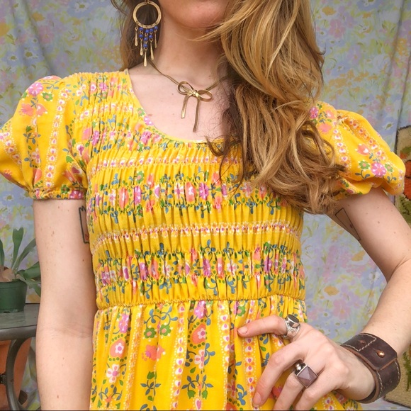 SOLD Vintage🌼70s Peasant Empire Waist Maxi Dress - Picture 6 of 8